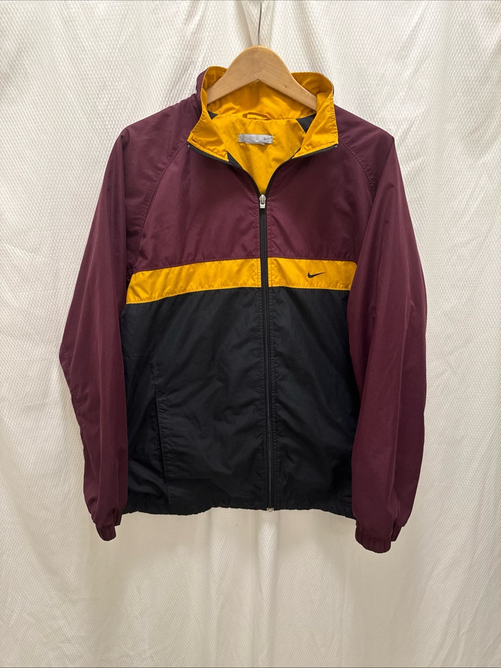 Nike Maroon, Black & Yellow Panel Windbreaker Jacket